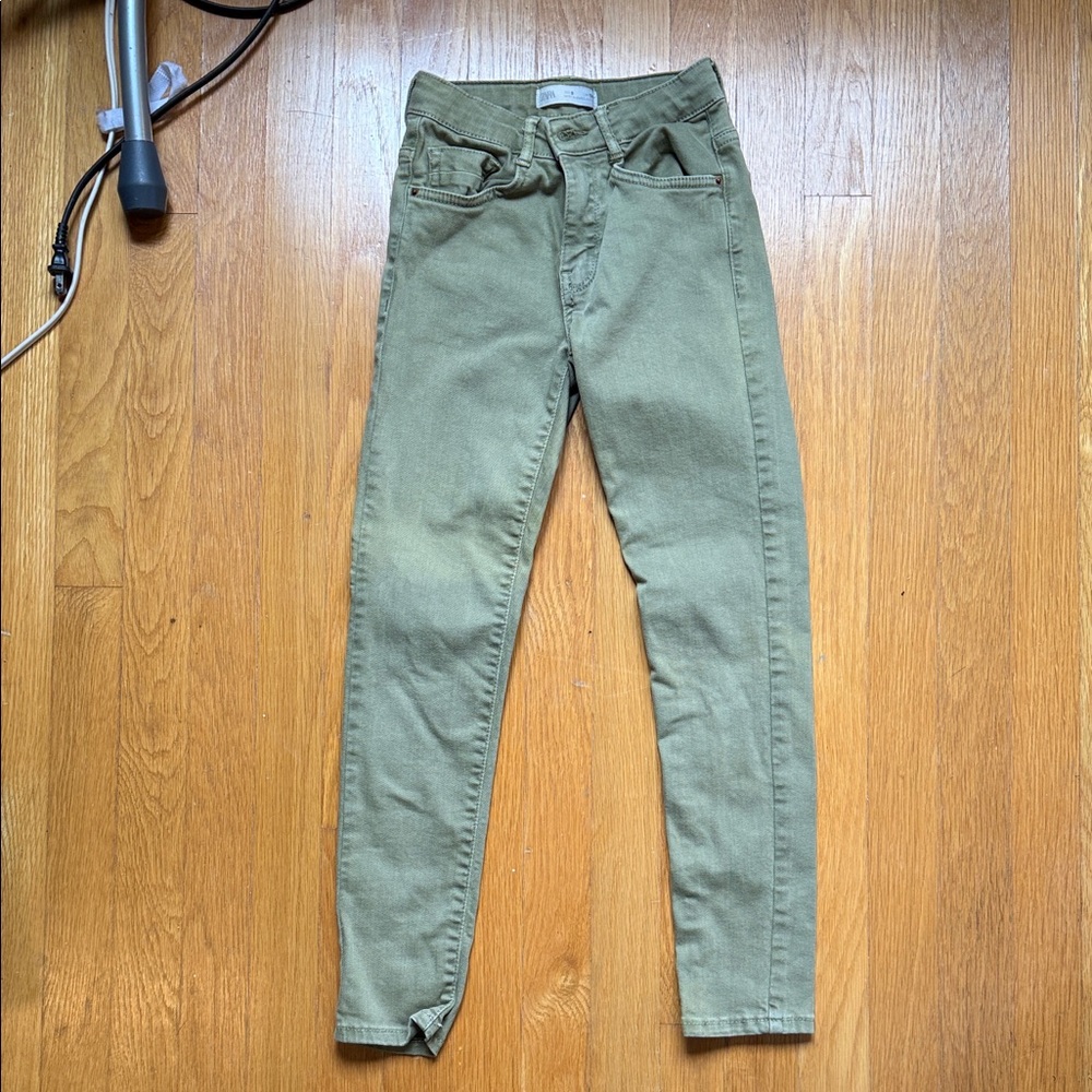 Zara Khaki Denim skinny Pants
